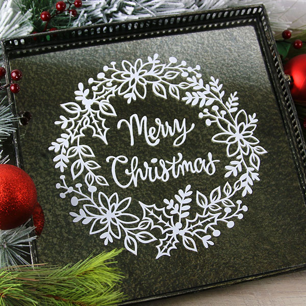 Merry Christmas Wreath Tray