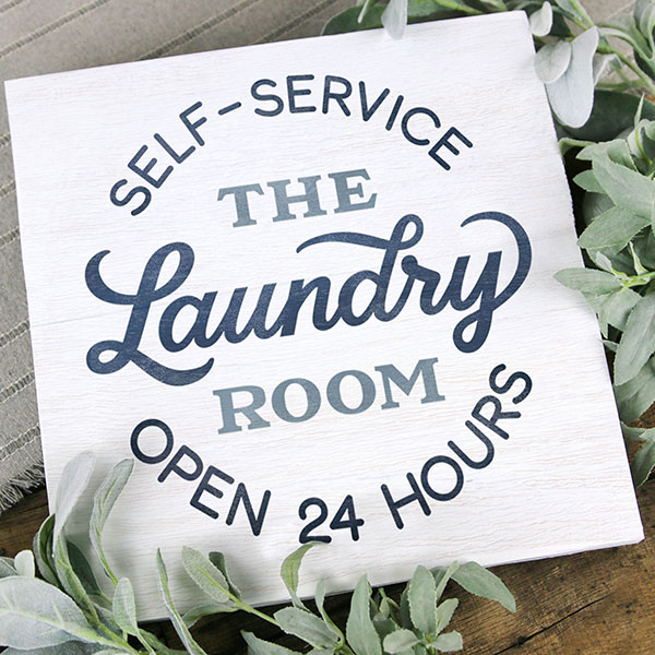 Self-Service Laundry Wooden Sign