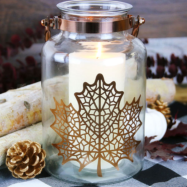 Decorative Maple Leaf Glass Jar