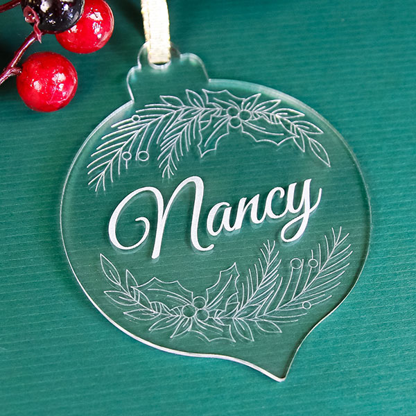 Customizable Acrylic Christmas Botanicals Ornament