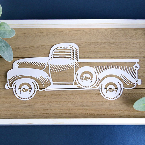 Retro Truck Paper and Wood Sign
