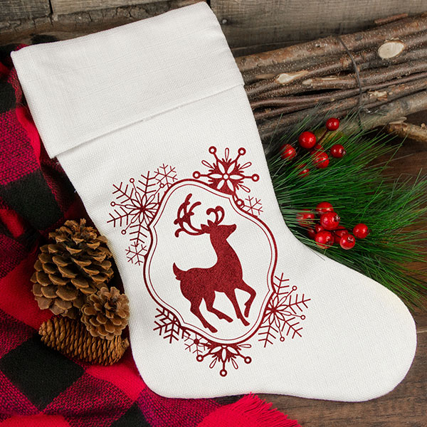 White Christmas Reindeer Stocking