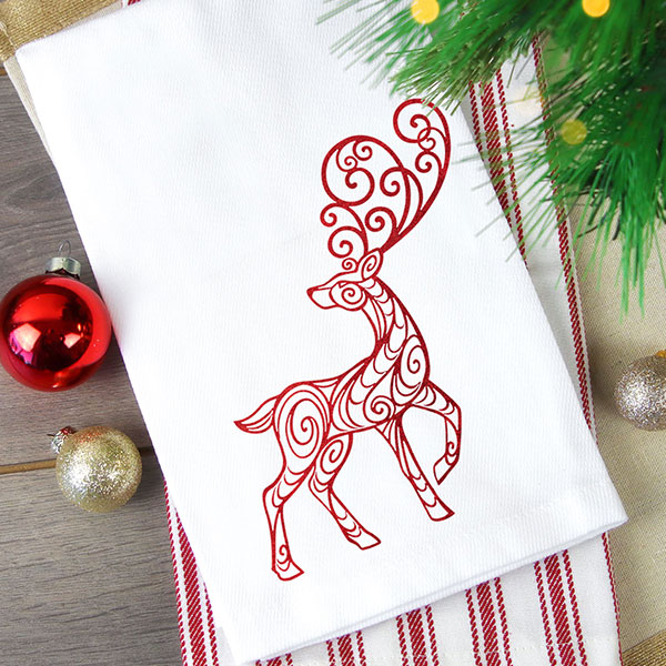 Filigree Reindeer Tea Towel