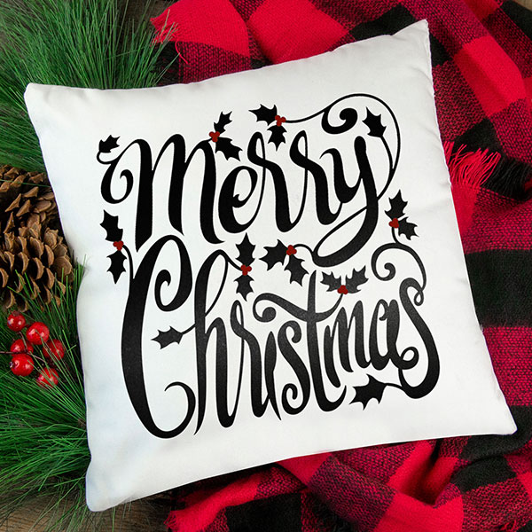 Merry Christmas Holly Pillow