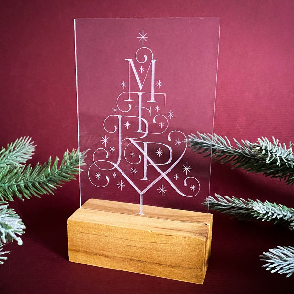 Merry Christmas Tree Script on Acrylic