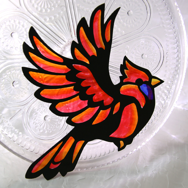 Stained Glass Paper Cardinal
