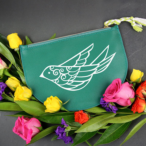 Calligraphy Bird Zipper Pouch