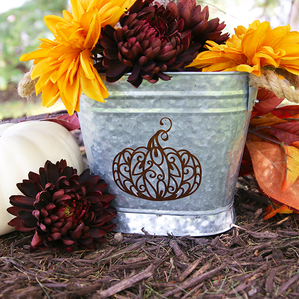 Autumn Swirls Pumpkin Decorative Tin
