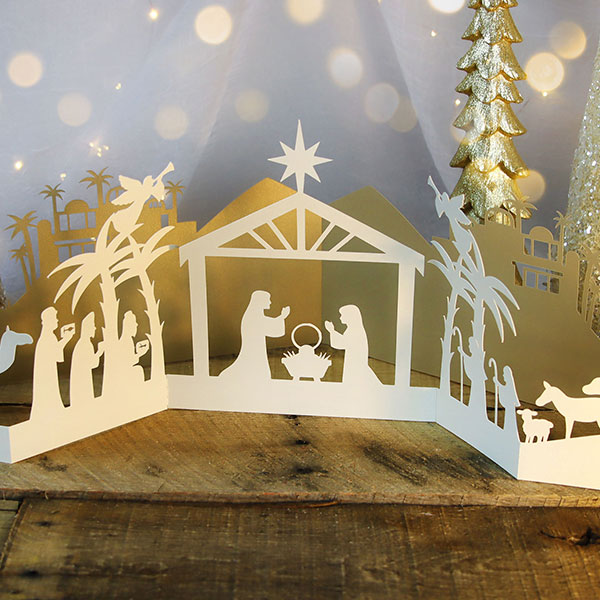 Tabletop Papercut Nativity Scene