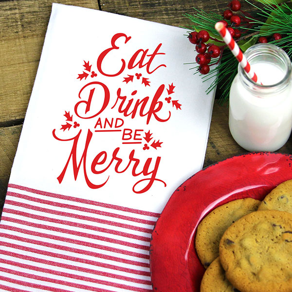 Eat Drink and Be Merry Tea Towel