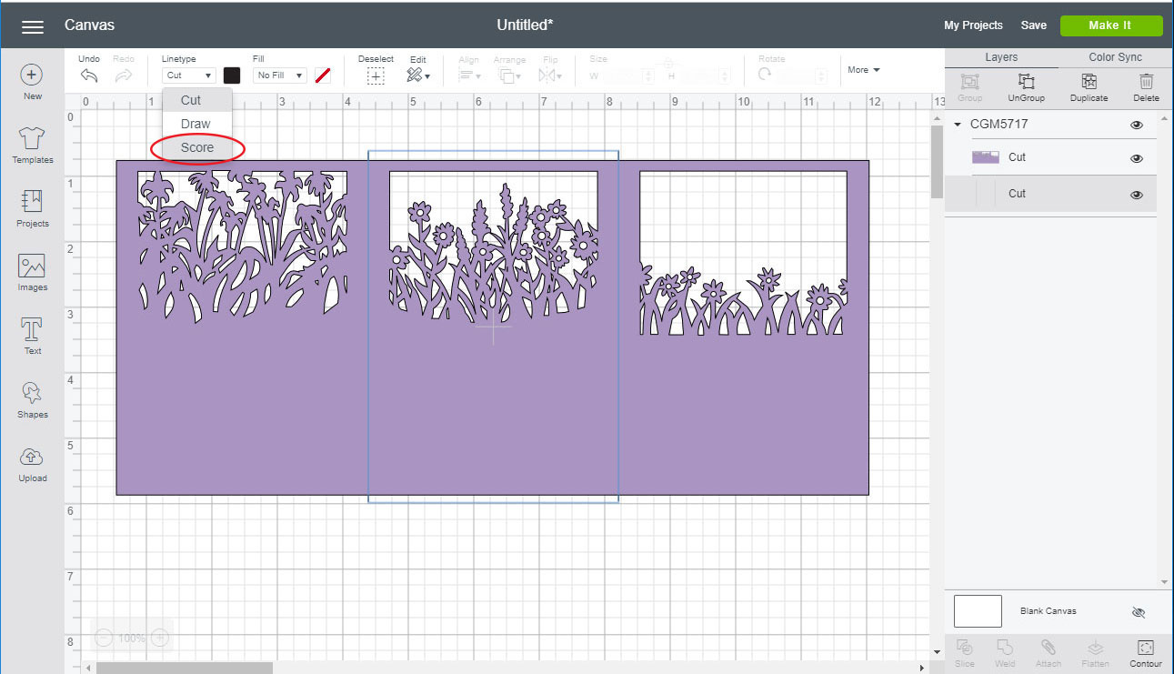 Using cutting files with scoring lines 2