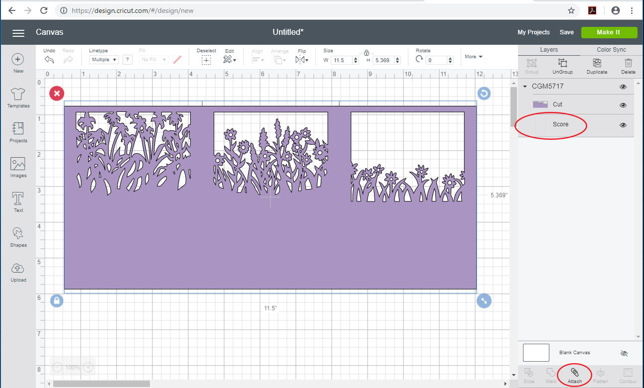 Using cutting files with scoring lines 3