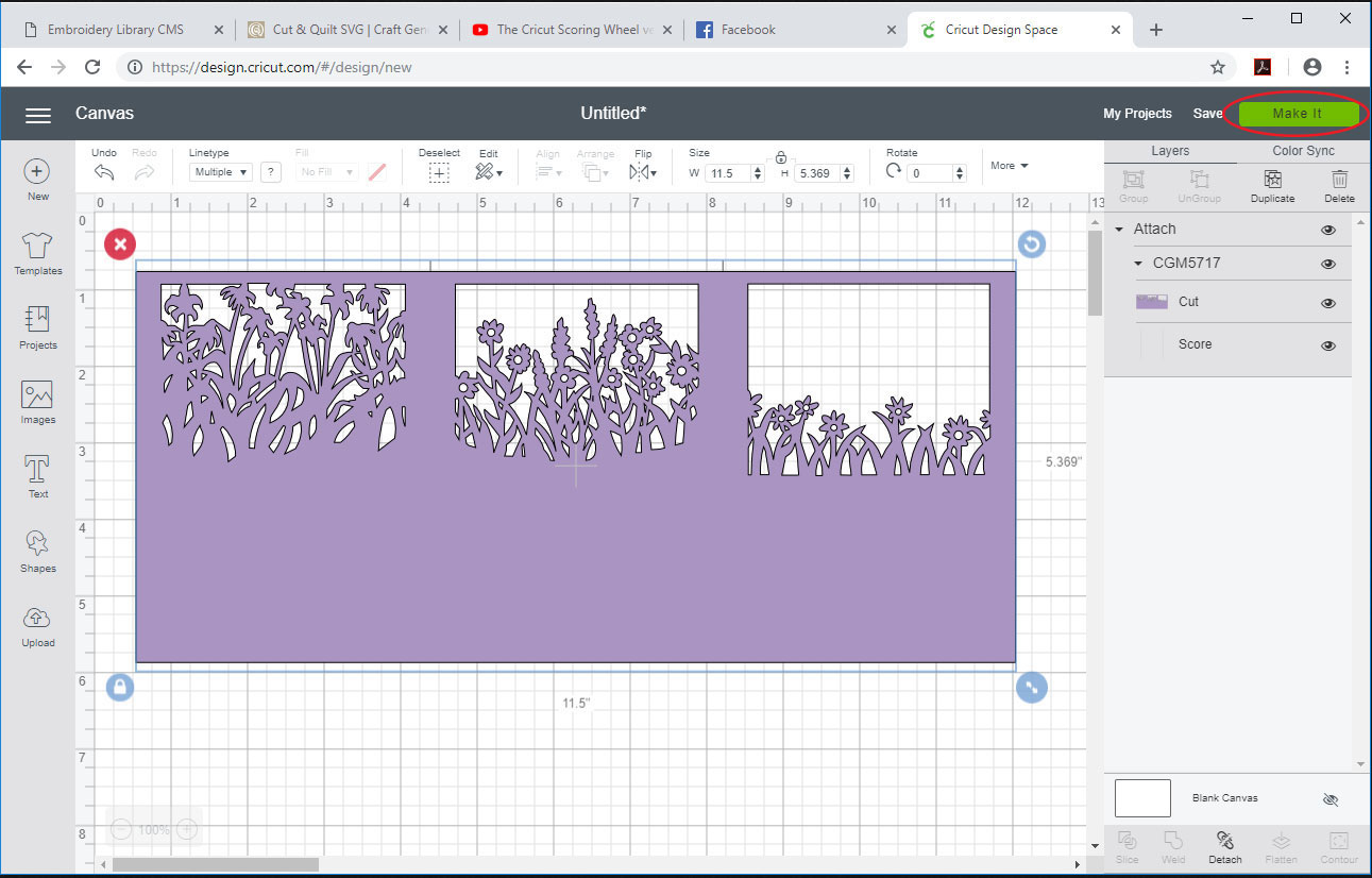 Using cutting files with scoring lines 4