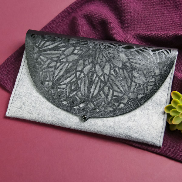 Felt and Faux Leather Mandala Clutch