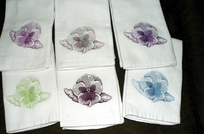 Toile Pansy Towels