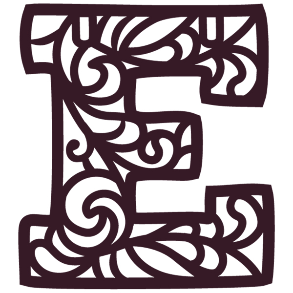 Spiral Alphabet - E [SVG, DXF]