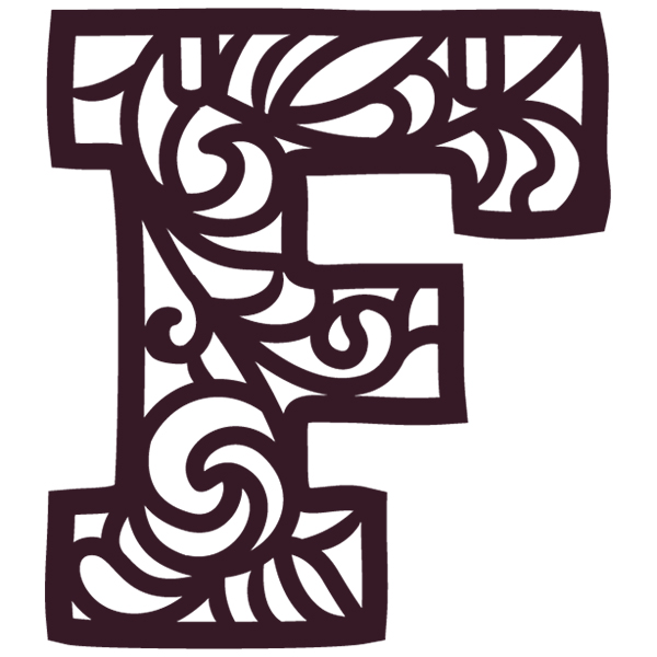 Spiral Alphabet - F [SVG, DXF]