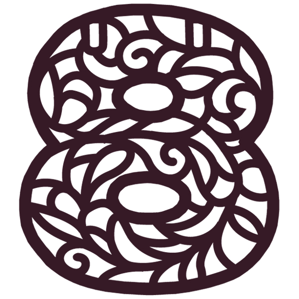 Spiral Alphabet - 8 [SVG, DXF]