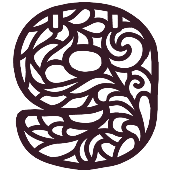 Spiral Alphabet - 9 [SVG, DXF]