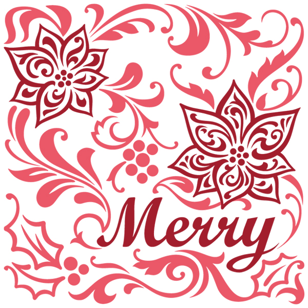 Merry Poinsettias in Full Bloom [SVG, DXF]