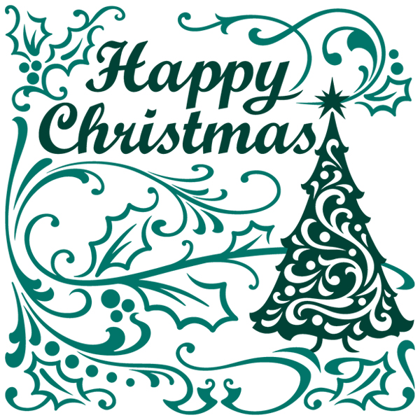 Happy Christmas with Festive Filigree [SVG, DXF]