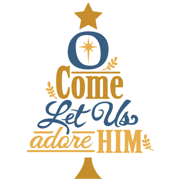 Let Us Adore Him Christmas Tree [SVG, DXF]