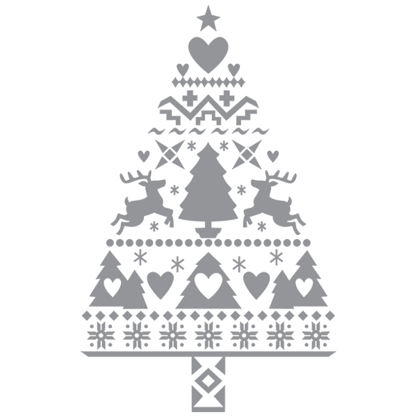 White Christmas Nordic Tree with Reindeer [SVG, DXF]