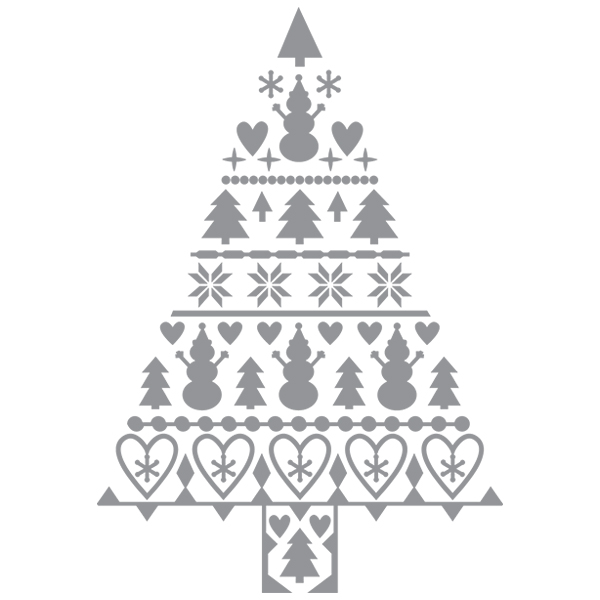White Christmas Nordic Tree with Snowmen [SVG, DXF]
