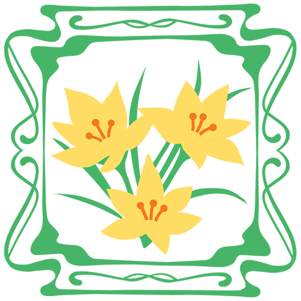 Four Seasons Nouveau Tile - Spring Flowers [SVG, DXF]