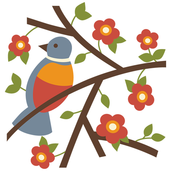 Bird on Flowering Branch [SVG, DXF]