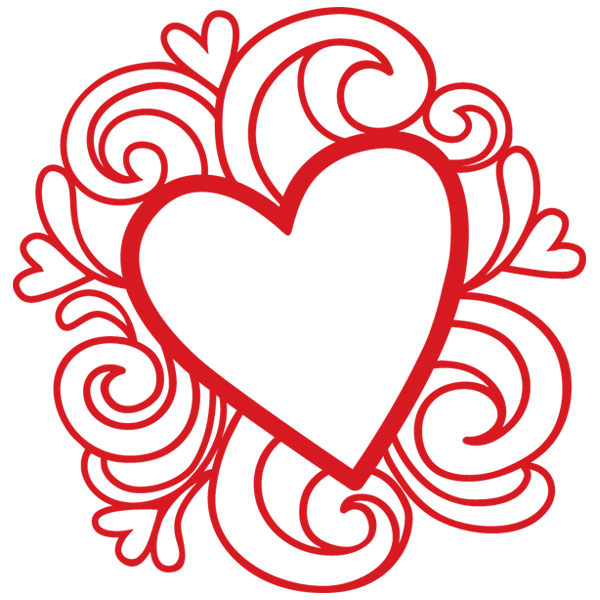 Doodle Romantic Heart [SVG, DXF]