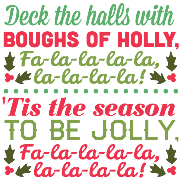 Deck the Halls Carol Square [SVG, DXF]