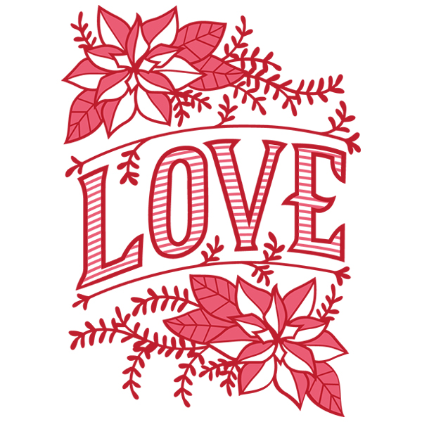 Christmas Love and Poinsettia [SVG, DXF]