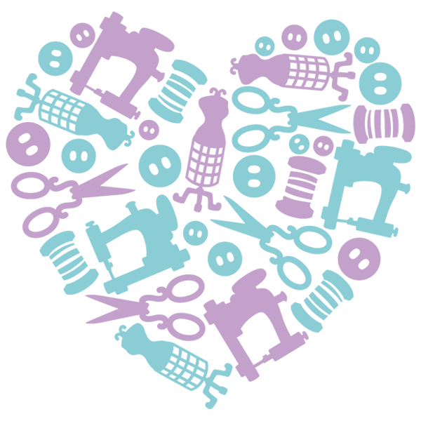 Sewing Silhouette Heart [SVG, DXF]