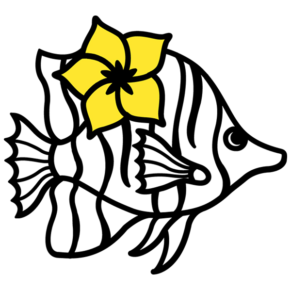 Fish with Flower [SVG, DXF]