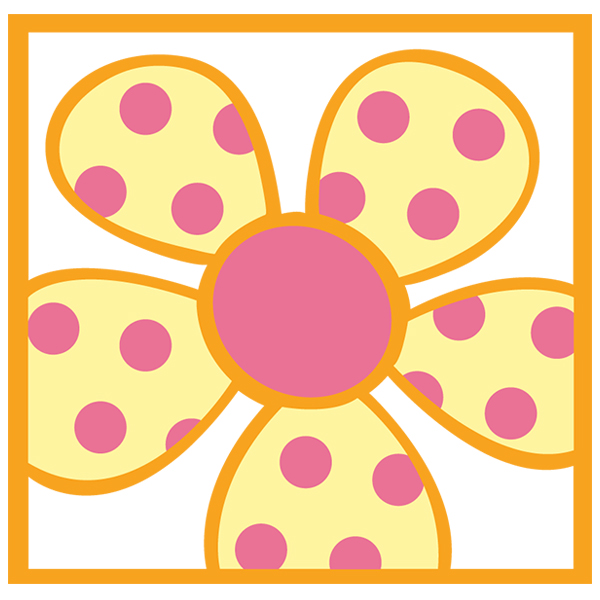 Pretty Polka Dot Flower Square [SVG, DXF]