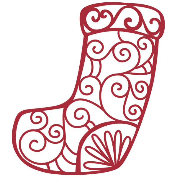Delicate Christmas Stocking [SVG, DXF]