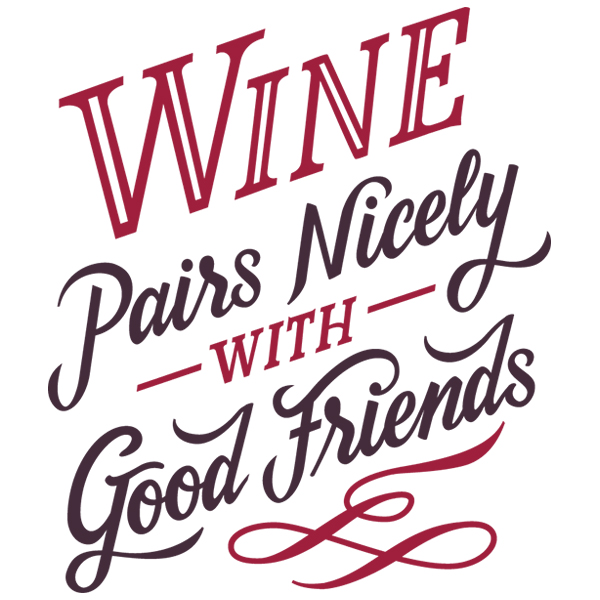 Wine Pairs Nicely with Good Friends [SVG, DXF]