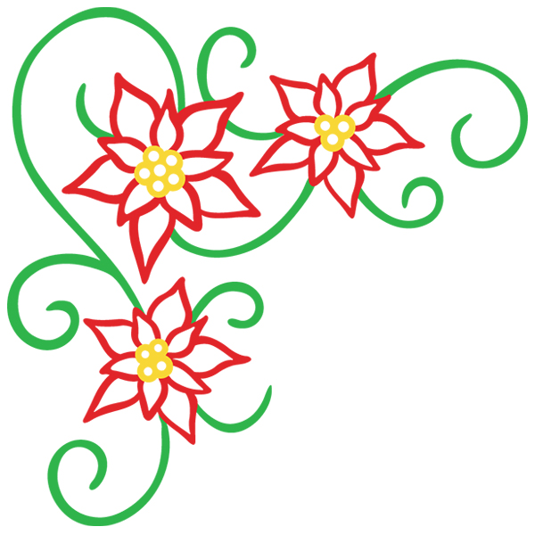 Art Nouveau Pretty Poinsettias Corner [SVG, DXF]