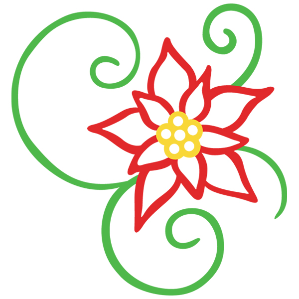 Art Nouveau Pretty Poinsettias Accent [SVG, DXF]