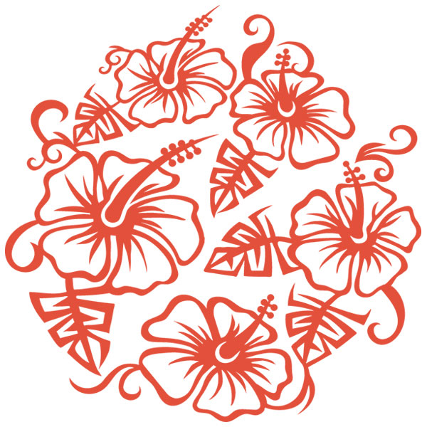 Simply Hibiscus Circle [SVG, DXF]