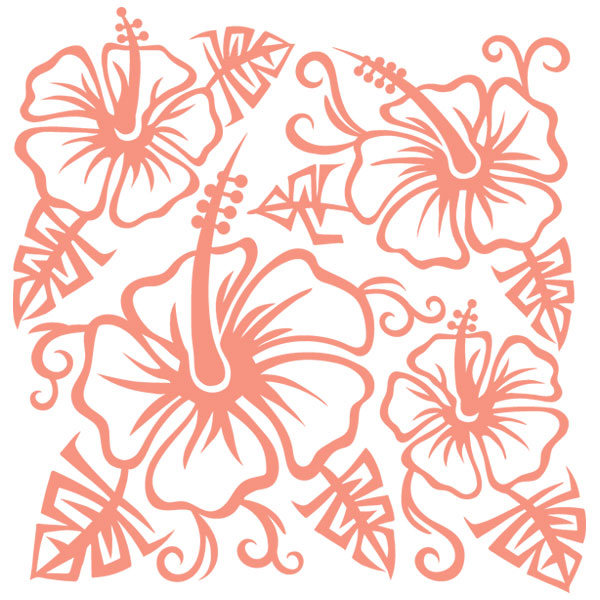 Simply Hibiscus Square [SVG, DXF]
