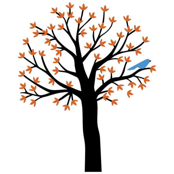 Autumn Tree with Blue Bird [SVG, DXF]