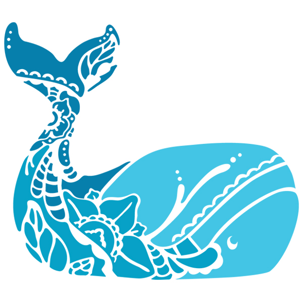 Flower Splash Whale [SVG, DXF]