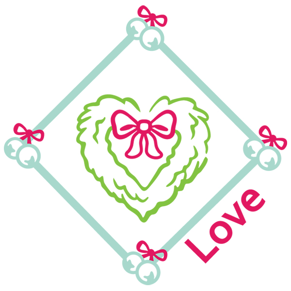 Love Christmas Wreath Diamond [SVG, DXF]