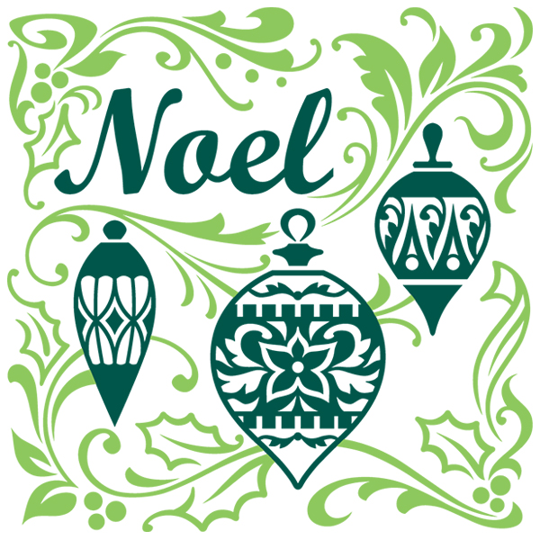 Noel with Ornaments and Festive Filigree [SVG, DXF]