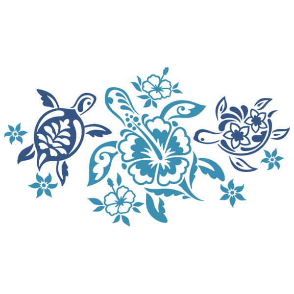 Turtle Trio with Flower Shells [SVG, DXF]