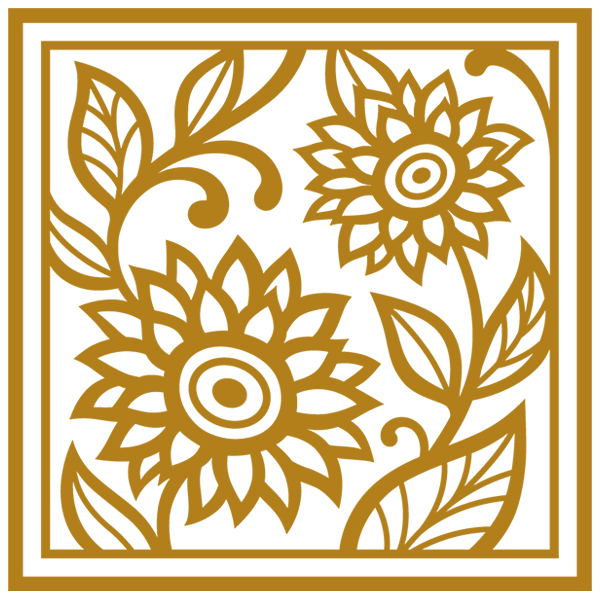 Autumn Square - Sunflowers [SVG, DXF]