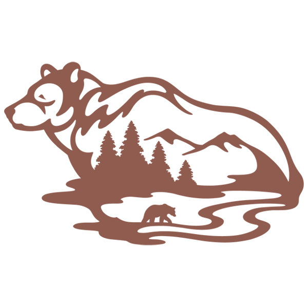 Bear Silhouette Scene [SVG, DXF]