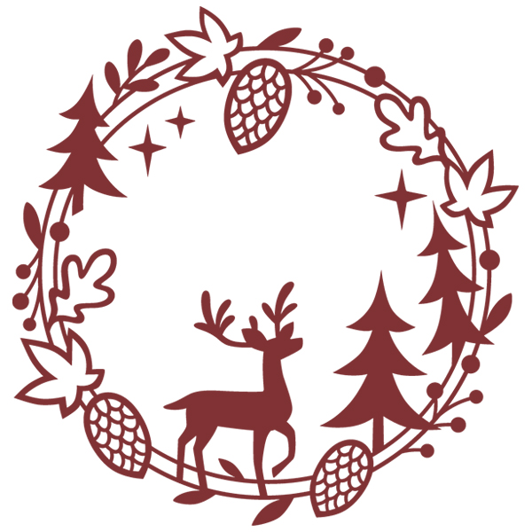 Delicate Silhouette Wreath - Deer [SVG, DXF]
